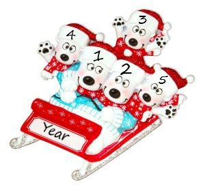 PX Bear on Sled 5 Personalised Ornament