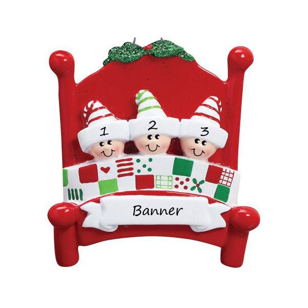 Bed heads Family 3 Personalised Christmas ornament
