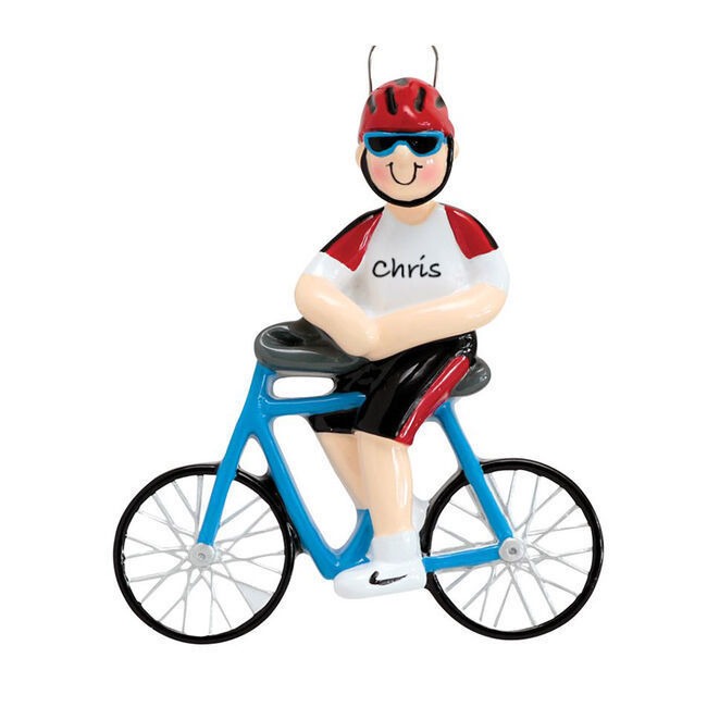Bicycle Boy Personalised Christmas Ornament