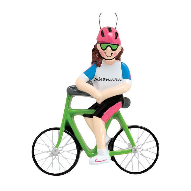 Bicycle Girl Personalised Christmas Ornament
