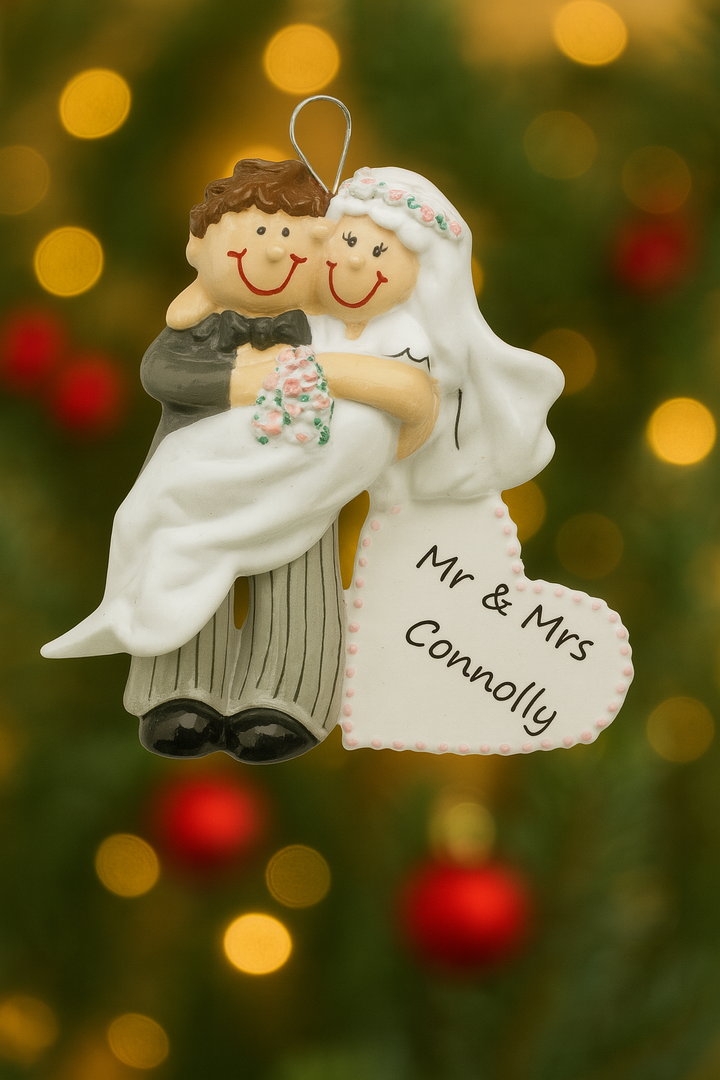 Bride And Groom Personalised Christmas Ornament