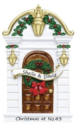 Brown Holly Door Personalised Christmas Ornament