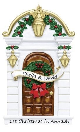 Brown Holly Door Personalised Christmas Ornament