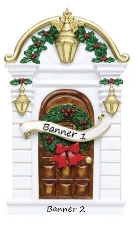 Brown Holly Door Personalised Christmas Ornament