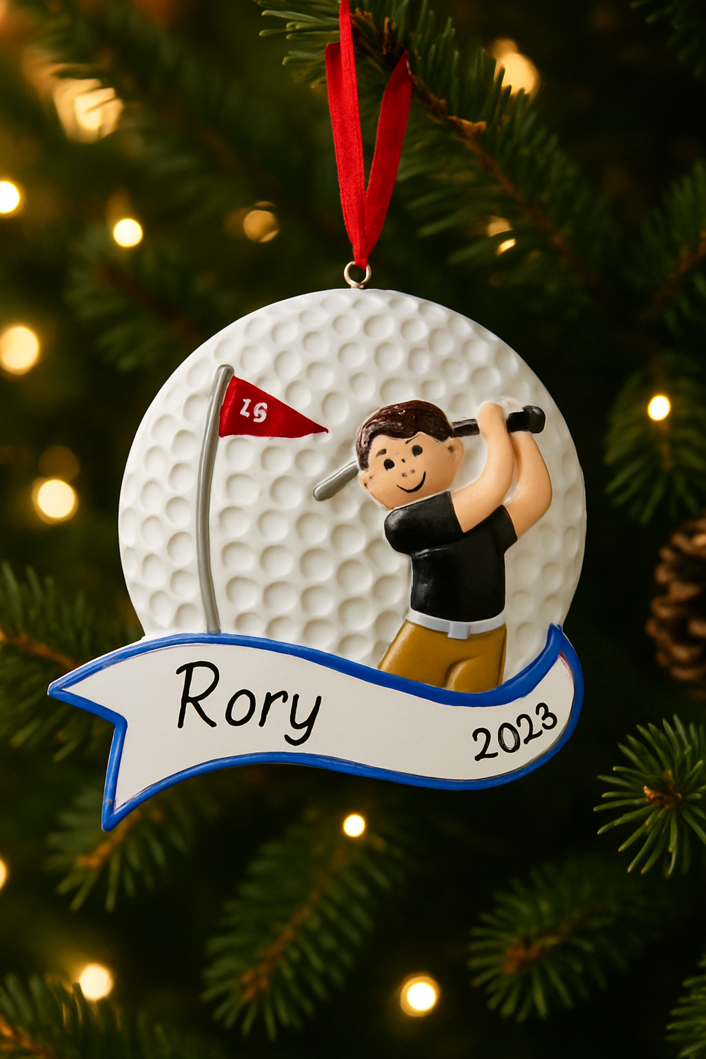 Golf Boy Personalised Christmas Ornament