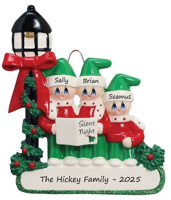 Caroller Family 3 Personalised Christmas Ornament