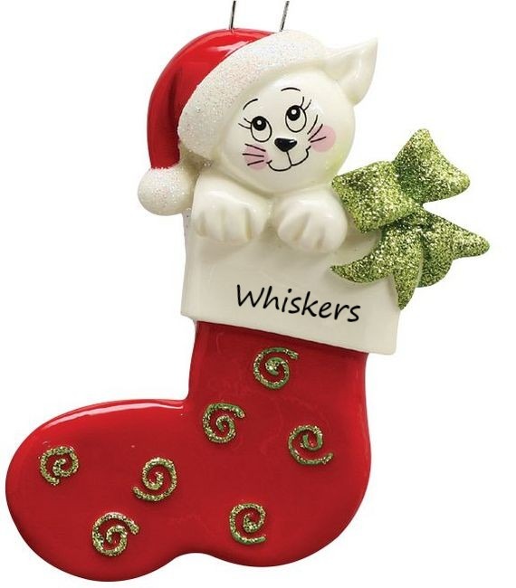 Cat Stocking Personalised Christmas Ornament