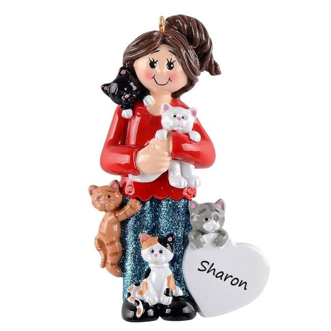 Cat Lady Personalised Christmas Ornament