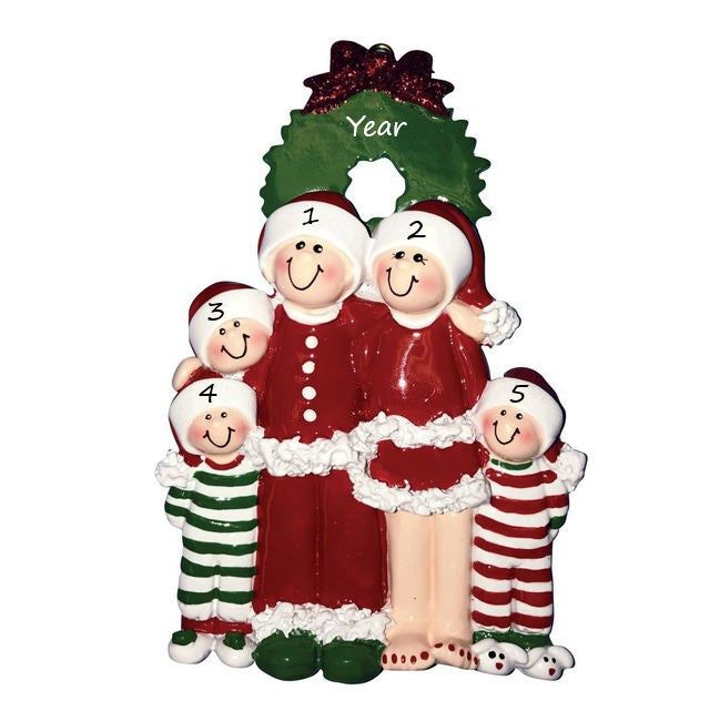 Christmas Eve Family 5 Personalised Christmas Ornament
