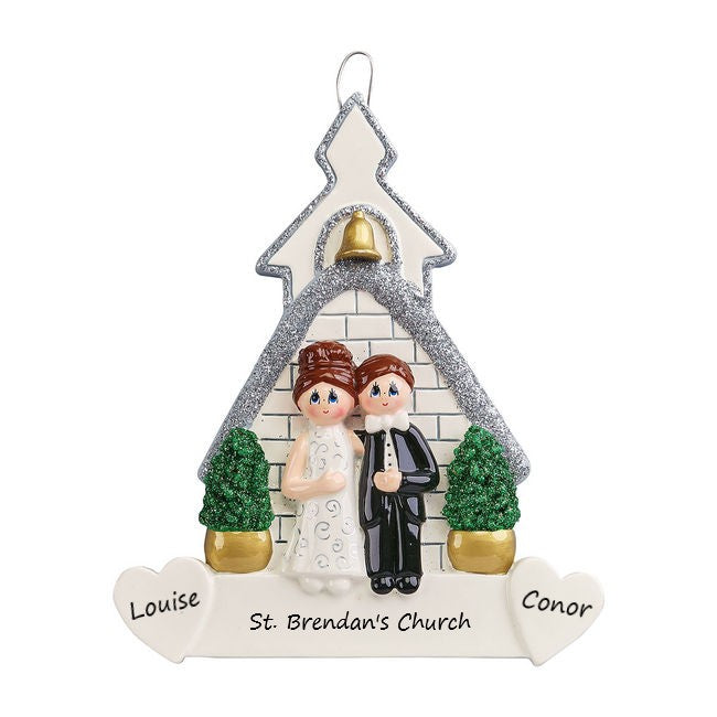 Church Wedding Personalised Christmas Ornament