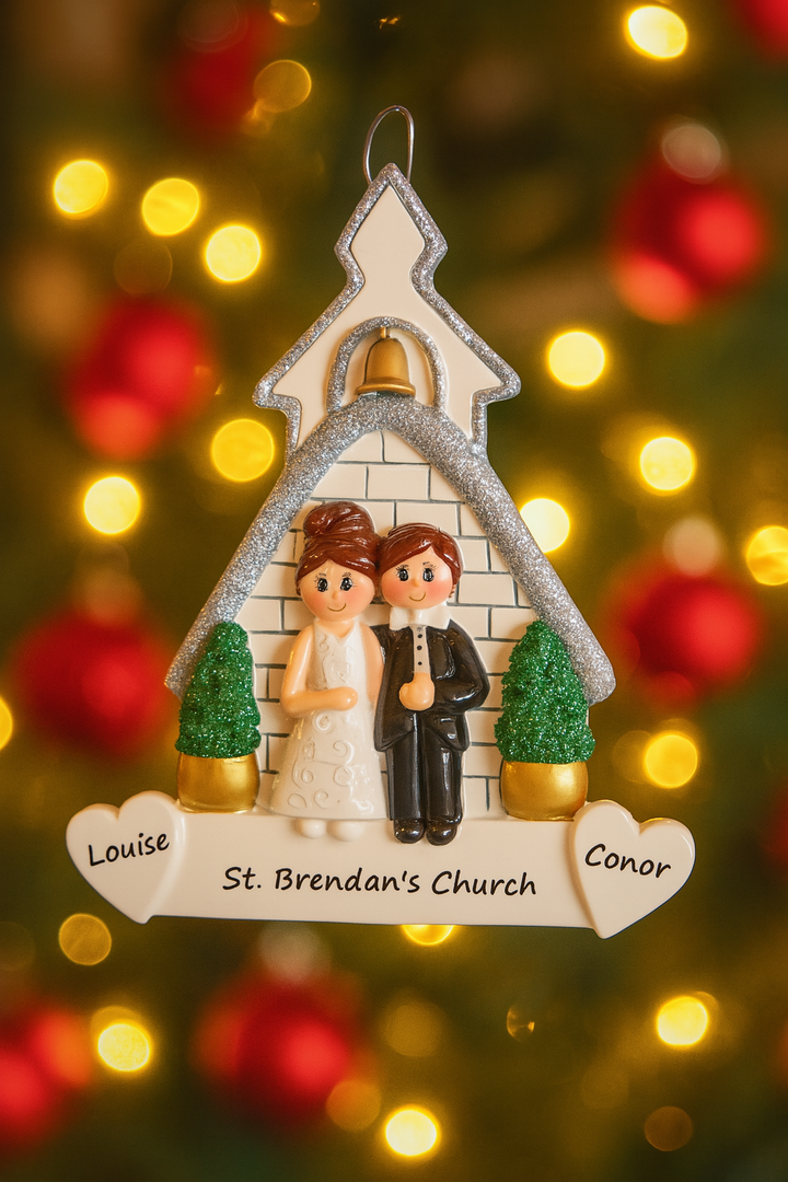 Church Wedding Personalised Christmas Ornament
