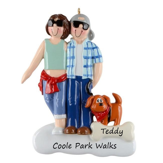 Cool Couple with Dog Personalised Christmas Ornament