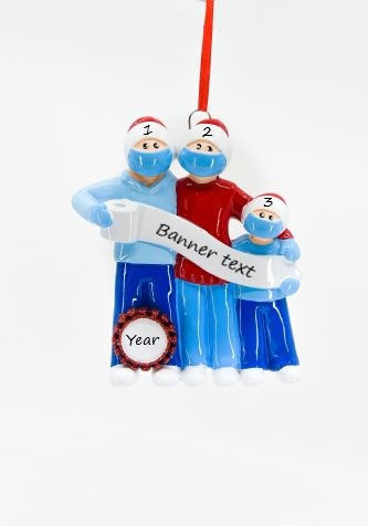 Mask Family 3 Personalised Christmas Ornament (PRE-ORDER)