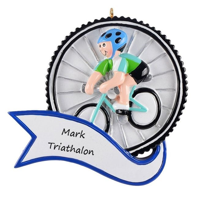 Bicycle Wheel Man  Personalised Christmas Ornament