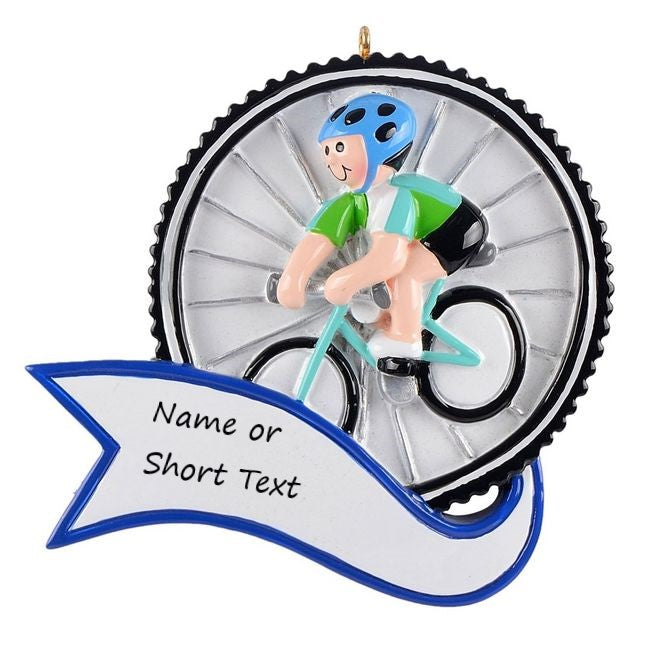 Bicycle Wheel Man  Personalised Christmas Ornament
