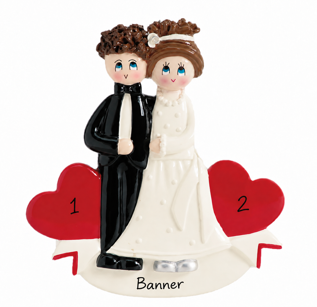 Mr & Mrs Couple with Red Hearts