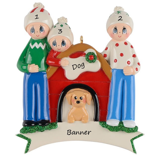 Dog House Family 3 Personalised Christmas Ornament