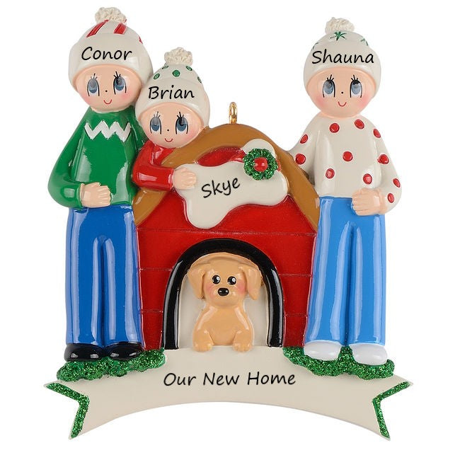 Dog House Family 3 Personalised Christmas Ornament