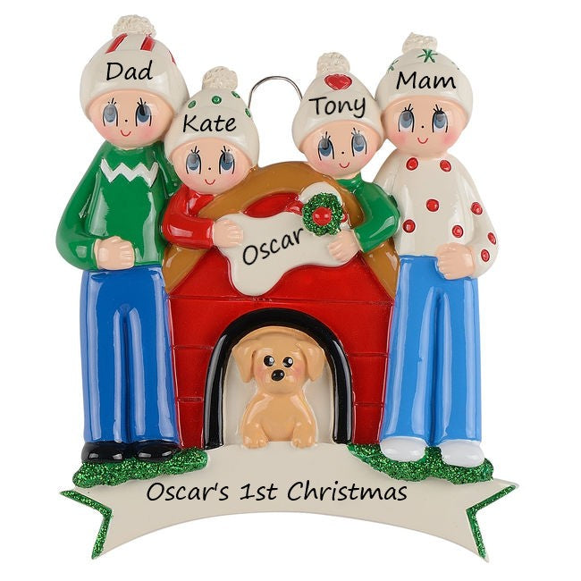 Dog House Family 4 Personalised Christmas Ornament