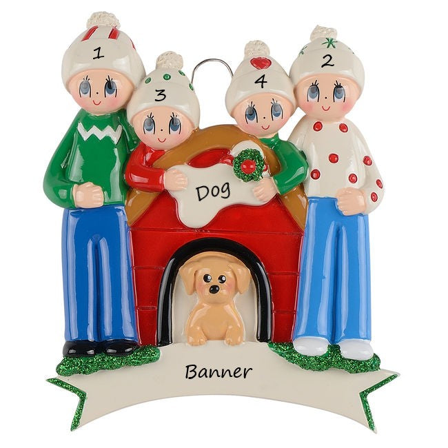 Dog House Family 4 Personalised Christmas Ornament