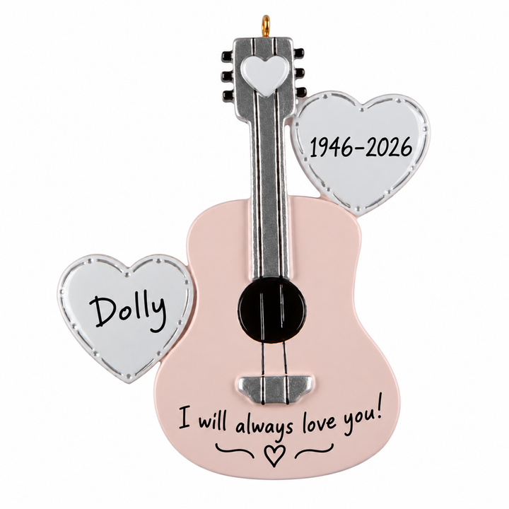 Pink Guitar Personalised Christmas Ornament