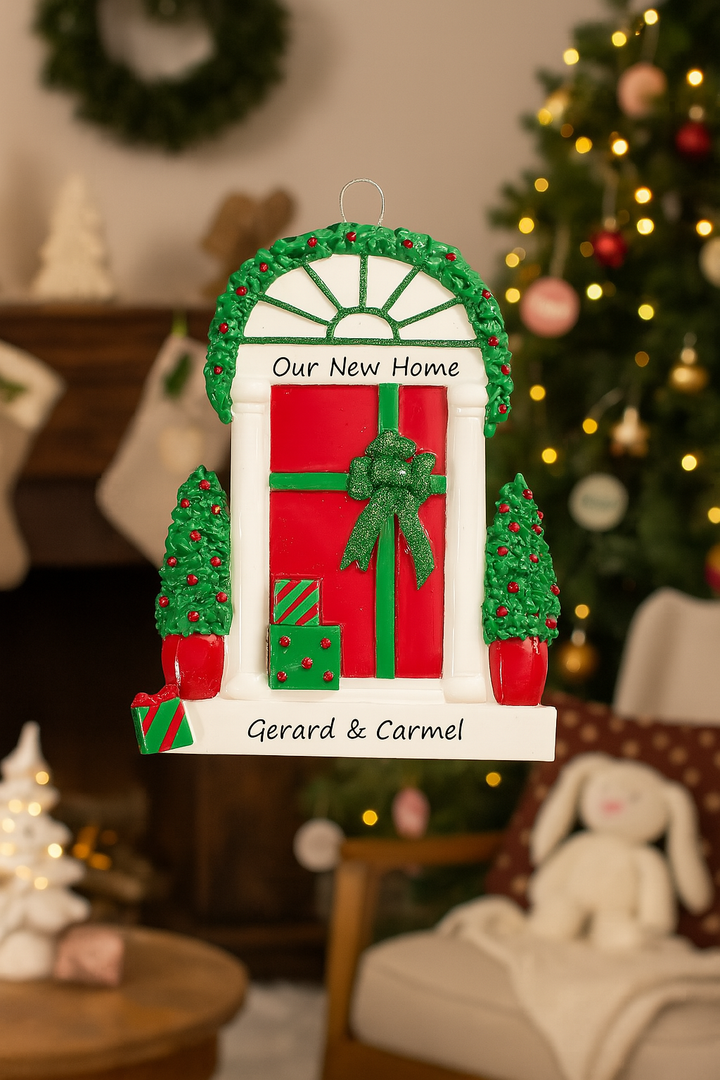 Christmas Ribbon Door Personalised Christmas Ornament