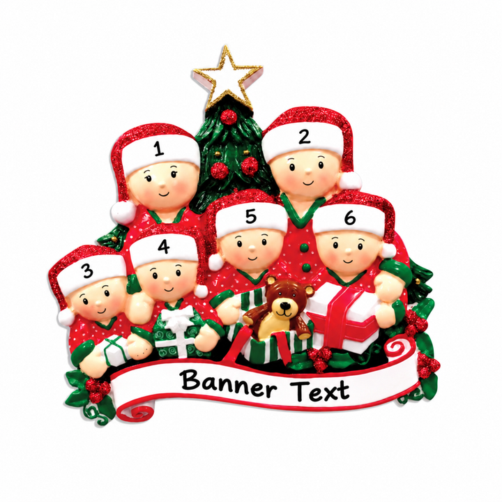 PX Opening Presents Family 6 Personalised Ornament