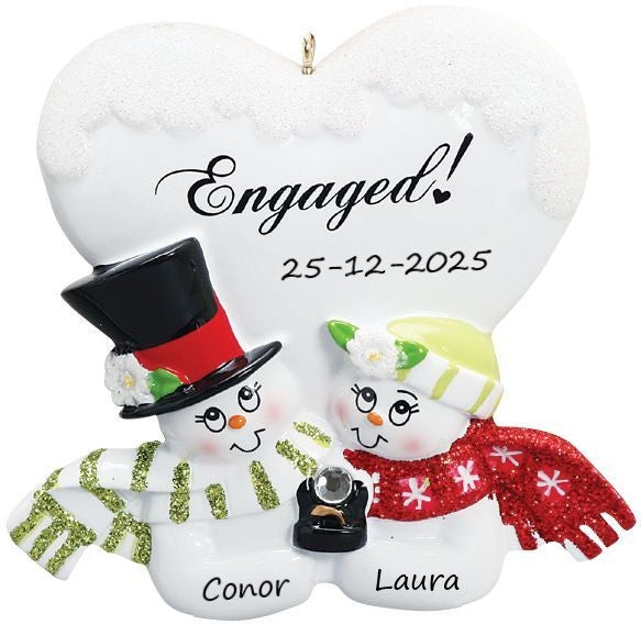 Engaged Snow Couple Personalised Christmas Ornament