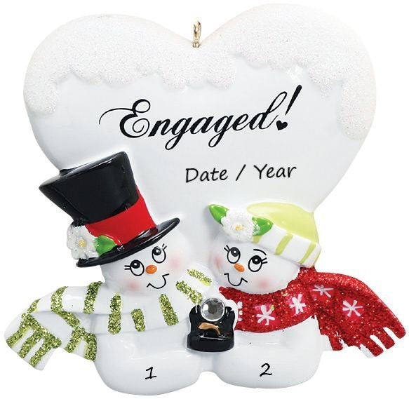 Engaged Snow Couple Personalised Christmas Ornament