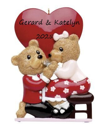 Engaged Bear Couple Personalised Christmas Ornament