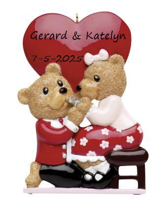 Engaged Bear Couple Personalised Christmas Ornament