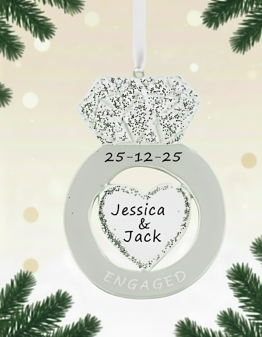 Engagement Ring Personalised Christmas Ornament