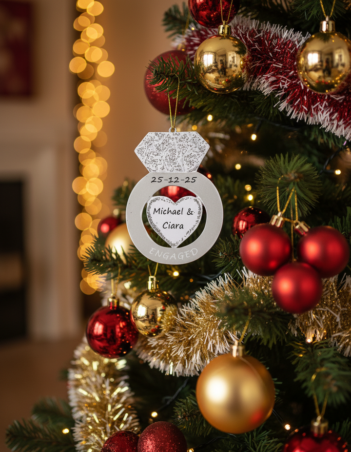 Engagement Ring Personalised Christmas Ornament