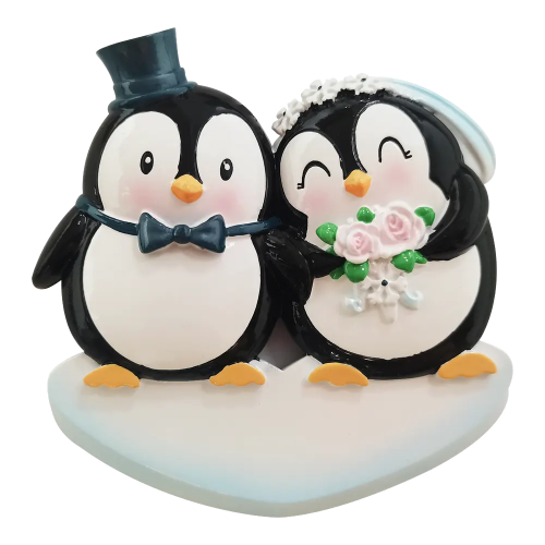PX  Wedding Couple Penguins Personalised Christmas ornament