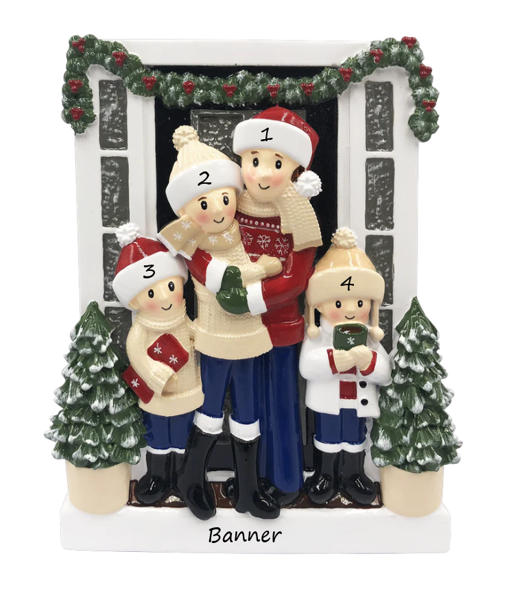 PX Farm House Family 4 Personalised Ornament
