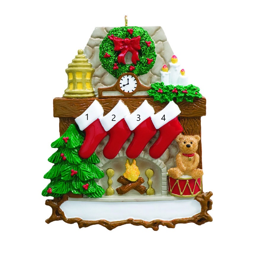 Fireplace Stocking 4 Personalised Christmas Ornament
