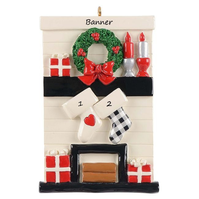 Gather Round Fireplace 2  Personalised Christmas Ornament
