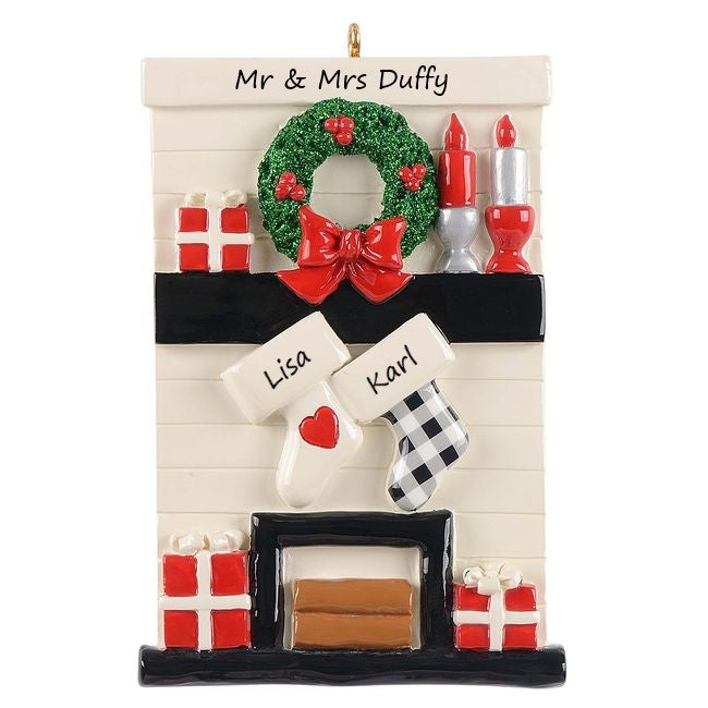 Gather Round Fireplace 2  Personalised Christmas Ornament