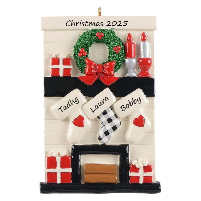 Gather Round Fireplace 3 Personalised Christmas Ornament