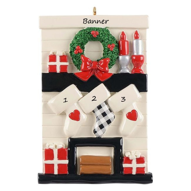 Gather Round Fireplace 3 Personalised Christmas Ornament