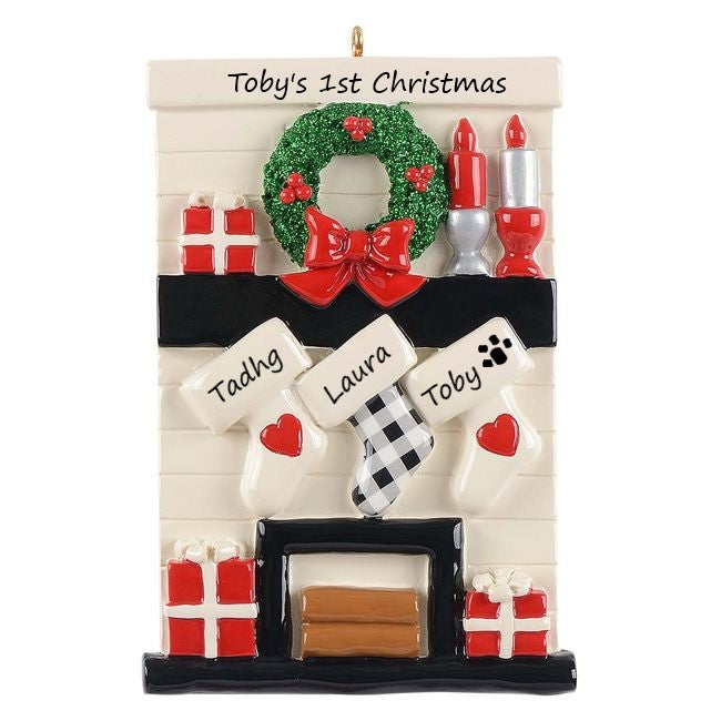Gather Round Fireplace 3 Personalised Christmas Ornament