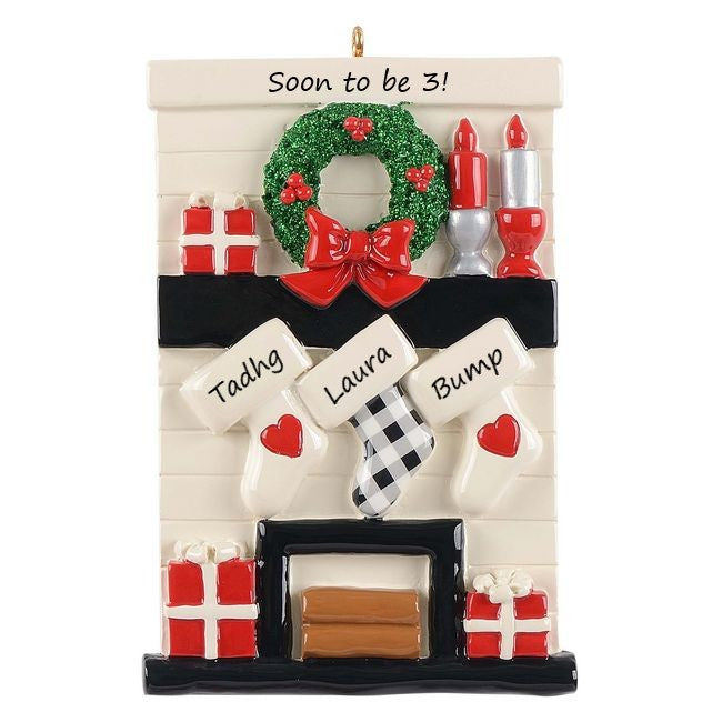 Gather Round Fireplace 3 Personalised Christmas Ornament