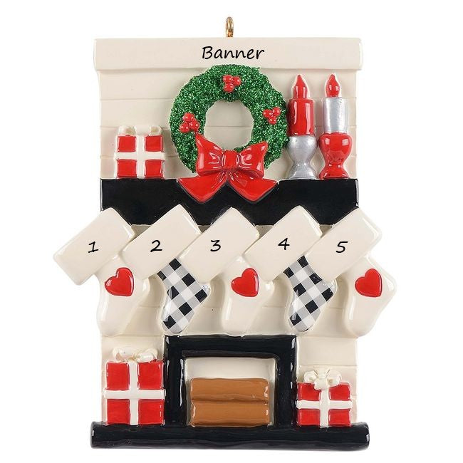 Gather Round Fireplace 5 Personalised Christmas Ornament