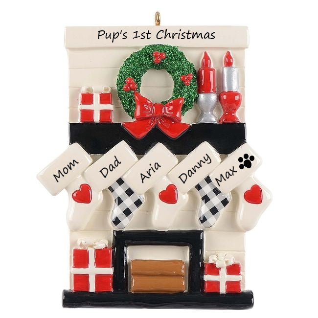 Gather Round Fireplace 5 Personalised Christmas Ornament