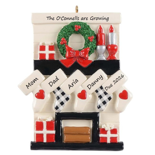Gather Round Fireplace 5 Personalised Christmas Ornament