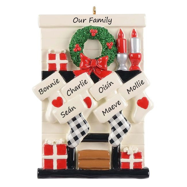 Gather Round Fireplace 6 Personalised Christmas Ornament