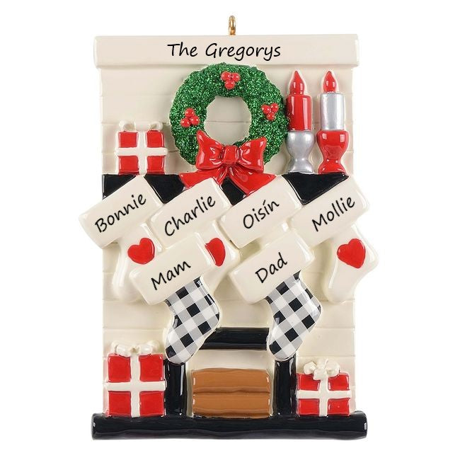 Gather Round Fireplace 6 Personalised Christmas Ornament
