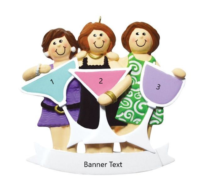 Girls Night Out 3 Personalised Christmas Ornament