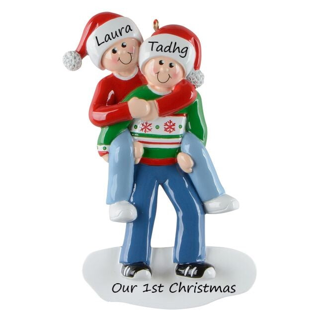 Holding Tight Couple Personalised Christmas Ornament