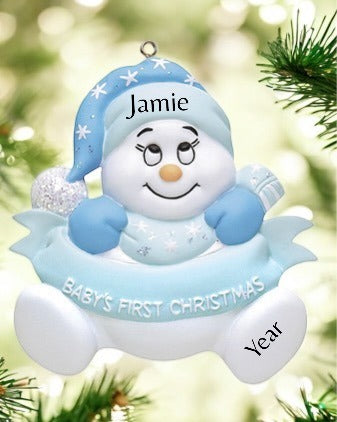 Christmas ornament blue snow baby
